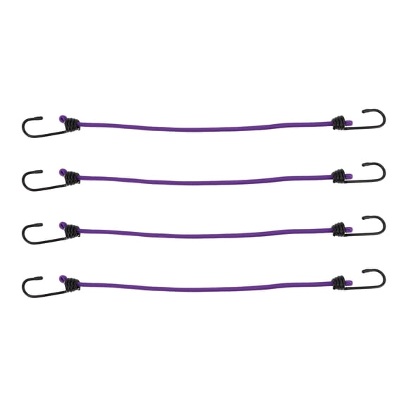 Unique Bargains Bungee Cords with Hooks Motorcycle Trailer Trucks Cargo Adjustable Bungee Cords with Metal Buckle Purple 4pcs 80cm