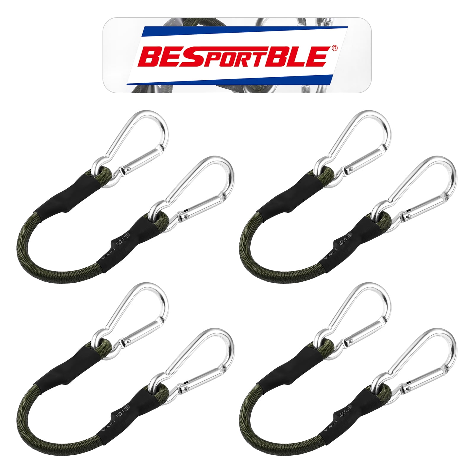 Ball Bungee Cords with Adjustable Hooks 4Pack & 4Pack Tarp Clips Clamp Tie Down, 24inch Heavy