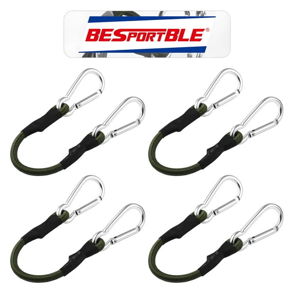 Bungee Cords with Hooks Carabiner Tent Heavy Duty Stretch Luggage Tie Downs 4 Pcs