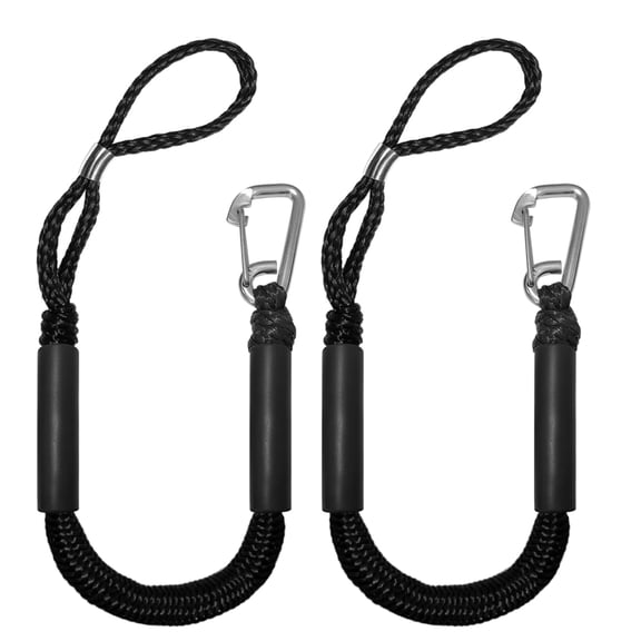 Bungee Dock Lines - Boat Ropes for Docking with 316 Stainless Clips, Built in Snubber,Dock Mooring Lines Rope | Docking Accessories & Boating Gifts for Men (Black, 2 feet )