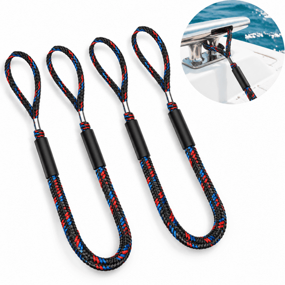 Bungee Dock Lines for Boats, Quick Connect No Knots, Shock Absorbing Mooring Lines - Boat Accessories & Gifts for Pontoon, Bass Boat, Jet Ski