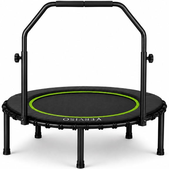 Verviso 40"/46"/50" Bungee Rebounder Mini Trampoline for Adults, Foldable & Quiet Indoor Fitness Trampoline with Adjustable Handlebar, 460LBS Capacity