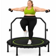 Verviso 40"/46"/50" Bungee Rebounder Mini Trampoline for Adults, Foldable & Quiet Indoor Fitness Trampoline with Adjustable Handlebar, 460LBS Capacity