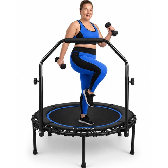 Verviso 40"/46"/50" Bungee Rebounder Mini Trampoline for Adults, Foldable & Quiet Indoor Fitness Trampoline with Adjustable Handlebar, 460LBS Capacity