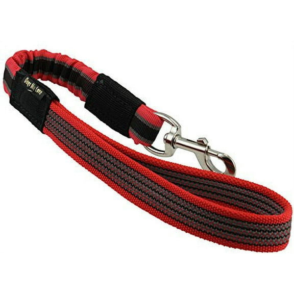 Bungee Shock Absorbing Dog Short Leash Large 20" Long 1" Wide Traffic Lead Red