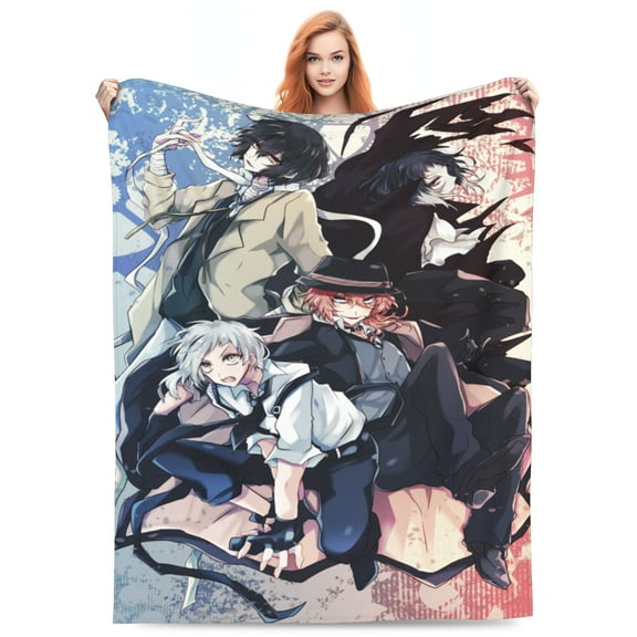 Bungo Stray Dogs Bed Blanket 3D Printed Throw Blanket Lightweight Super Soft Air Conditioning Room All Season Blanket Sofa Couch Bed Fans Cartoon Blanket 40"x30"