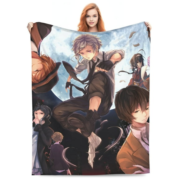 Bungo Stray Dogs Bed Blanket 3D Printed Throw Blanket Lightweight Super Soft Air Conditioning Room All Season Blanket Sofa Couch Bed Fans Cartoon Blanket 40"x30"