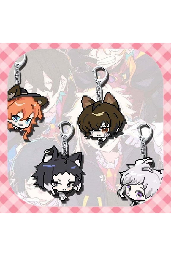 Bungo Stray Dogs Cute Pixel Acrylic keychain 1 pack, Dazai Osamu Nakahara Chuya Mini Cartoon, random 1 pack