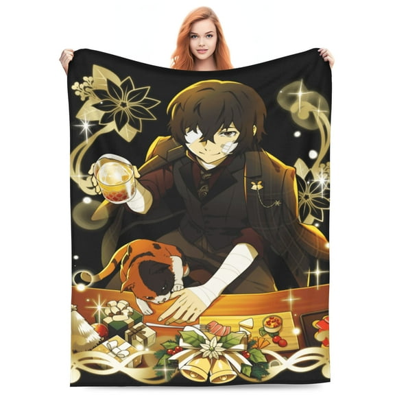 Bungo Stray Dogs Dazai Osamu Bed Blanket 3D Printed Throw Blanket Lightweight Super Soft Air Conditioning Room All Season Blanket Sofa Couch Bed Fans Cartoon Blanket 40"x30"