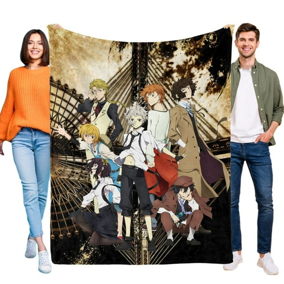 Bungou Stray Dogs Blanket Flannel Throw for Bed Sofa Cartoon for Kids Teenagers