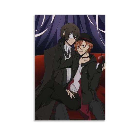 Bungou Stray Dogs Poster Dazai And Chuuya Wall Art Poster Gifts Bedroom Prints Home Decor Hanging Picture Canvas Painting Posters 24x36inch(60x90cm)