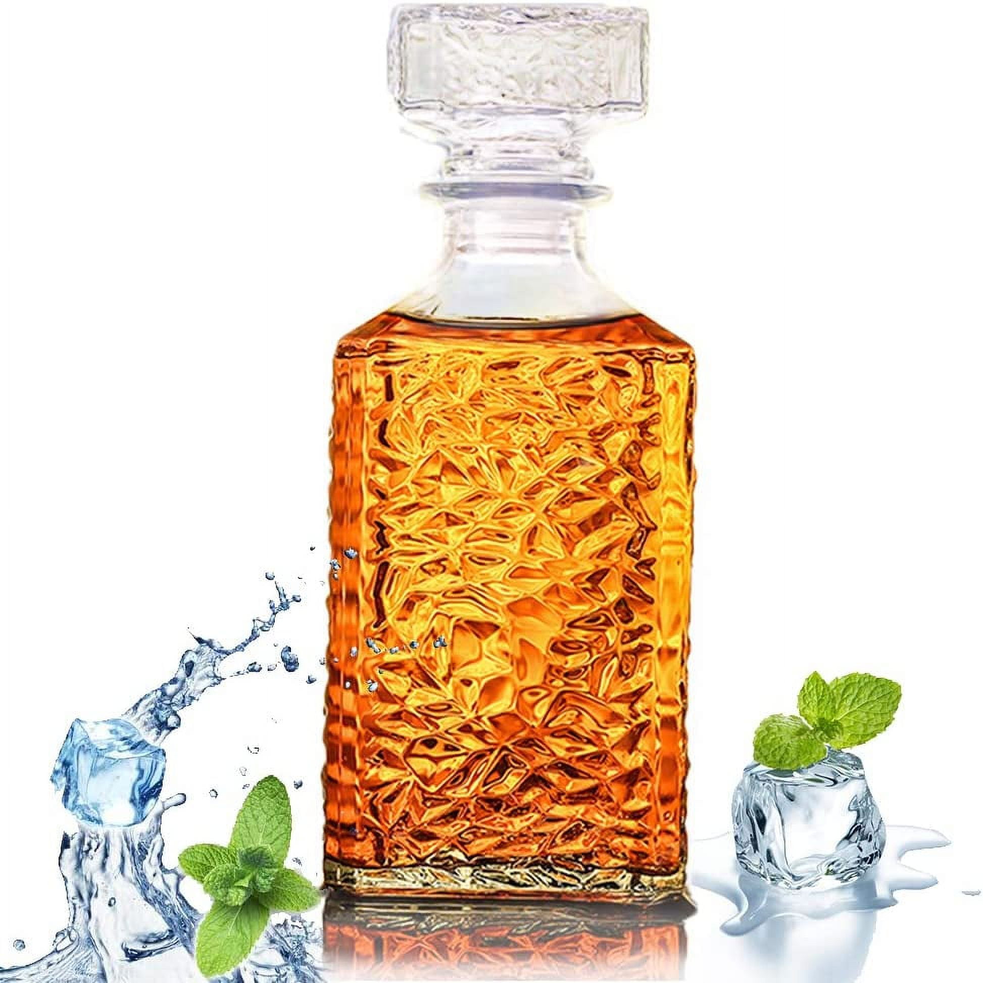 Elegant 32oz Crystal Glass Whiskey Decanter with Airtight Stopper