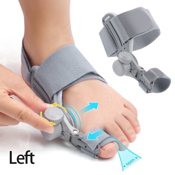 Bunion Corrector Adjustable Knob Big Toe Straightener Toe Corrector Hallux Valgus Corrector Toe Alignment Support Toe Splint Orthopedic Toe Support Brace Foot Correction Device Night & Day Use, Grey