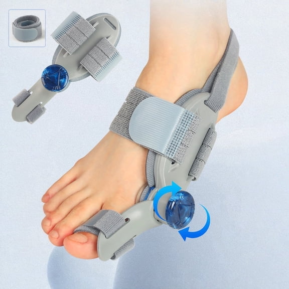 Bunion Corrector with Knob, 180 Big Toe Straightener Toe Corrector & Adjustable Toe Separator, Hallux Valgus Support Toe Alignment Corrector Foot Correction Device for Day and Night Wear, Grey
