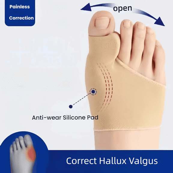Bunion Corrector Splint for Men & Women - Breathable Nylon SEBS Big Toe Straightener with Silicone Non-Slip Strip, Brace Day and Night, Relieves Foot Pain,fit for R/L,Washable,Skin Color