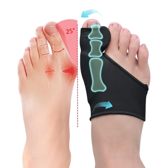 Bunion Corrector Toe Alignment Corrector for Women and Men, Washable (Black 2-Pack)