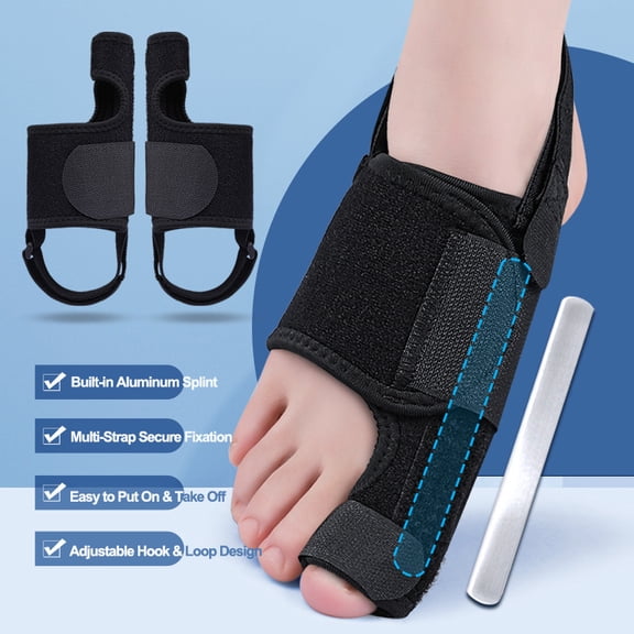 Bunion Corrector Toe Separator, Adjustable Day & Night Toe Fix Strap with Built-in Aluminum Plate,1PC