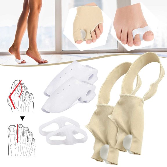 Bunion Corrector & Toe Separator Set, Nude, L - Bunion Corrector & Toe Separator for Women & Men, 6 Pack, Non‑Surgical Hallux Valgus Straightener, Foot Masks Easter Mother'S Day Base Care