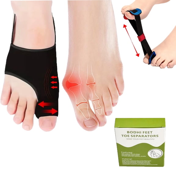 Bunion Corrector for Women & Men( 1 Pair) - Toe Alignment Corrector with Splint & Pads for Hallux Valgus Pain Relief, Toe Stretcher Band( 1 Pair) - Comfortable Toe Separator for Day/Night Support