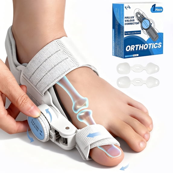 OAZOUF bunion corrector for women and men, adjustable knob, silicone pad, free size, blue