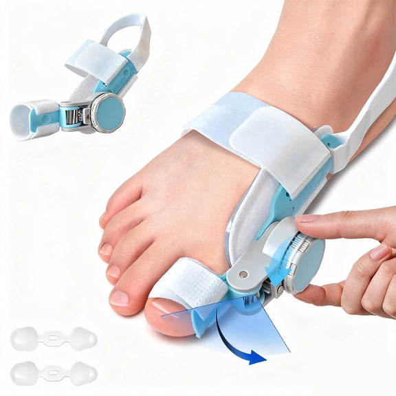 Bunion Corrector for Women & Men Bunion Relief Bunion Splint Toe Straightener with Adjustable Knob and Comfortable Silicone Pad for Left/Right Feet, Blue