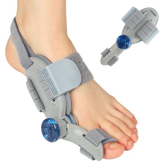 Bunion Corrector with Adjustable Knob  Hallux Valgus Splint for Big Toe, Left & Right Foot Universal Size, Soft Silicone Pad with Heel Strap, Gray