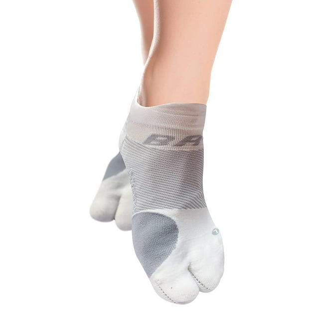 Bunion Cushion & Pain Relief Therapeutic Socks - Split Toe - Gentle Compression for Enhanced Circulation (Grey, 3 Pair, Large)