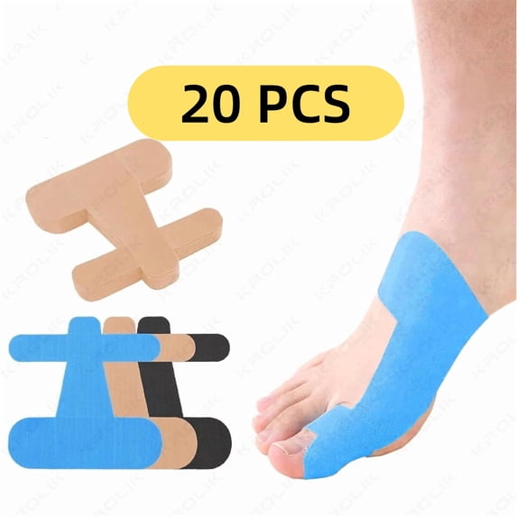 Bunion Tape Corrector, 20PCS Waterproof Protective Kinesiology Tape ,Pre-Cut T Shape,Eco-Friendly Cotton Elastic Fabric