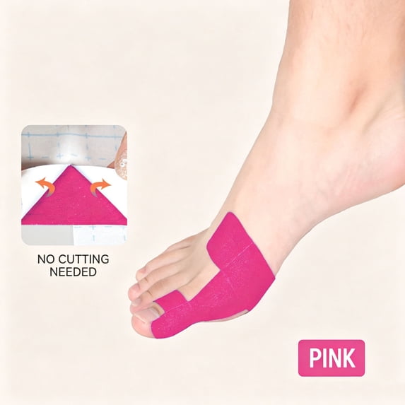 Bunion Tape,Precut Bunion Corrector Tape,1pc Pre-Cut Bunion Tape - Elastic Kinesiology Tape for Bunions and Big Toe, Hallux Valgus Foot(Pink)
