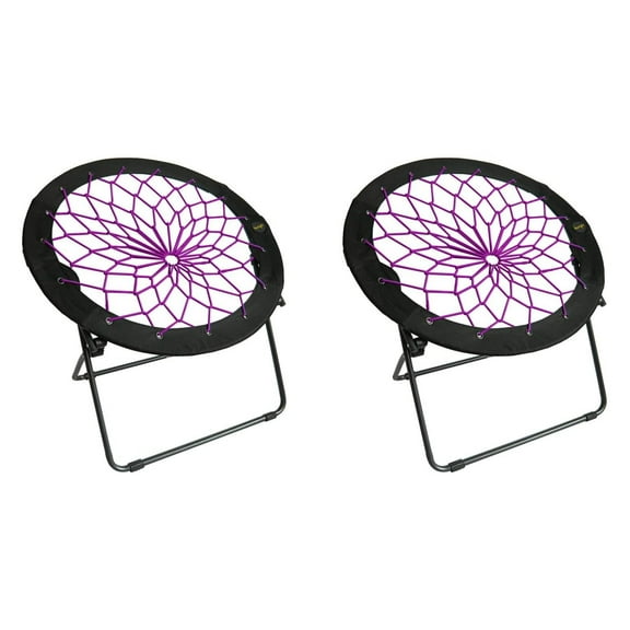 Bunjo Folding Chair, Portable Bungee Dish Chair (2-Pack) - Plum - Ideal for Dorms, Gaming, Reading, Study - Lightweight, Compact, Easy Storage 16 inches x 16 inches x 18 inches