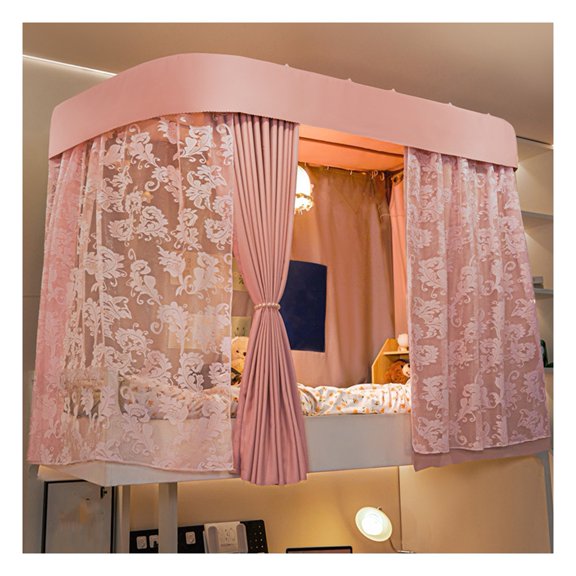 Bunk Bed Canopy Curtain with Frame and Mosquito Net, Loft Bed Curtains, Bed Curtains for Bottom for Single Beds, Loft Beds, Student Dorms