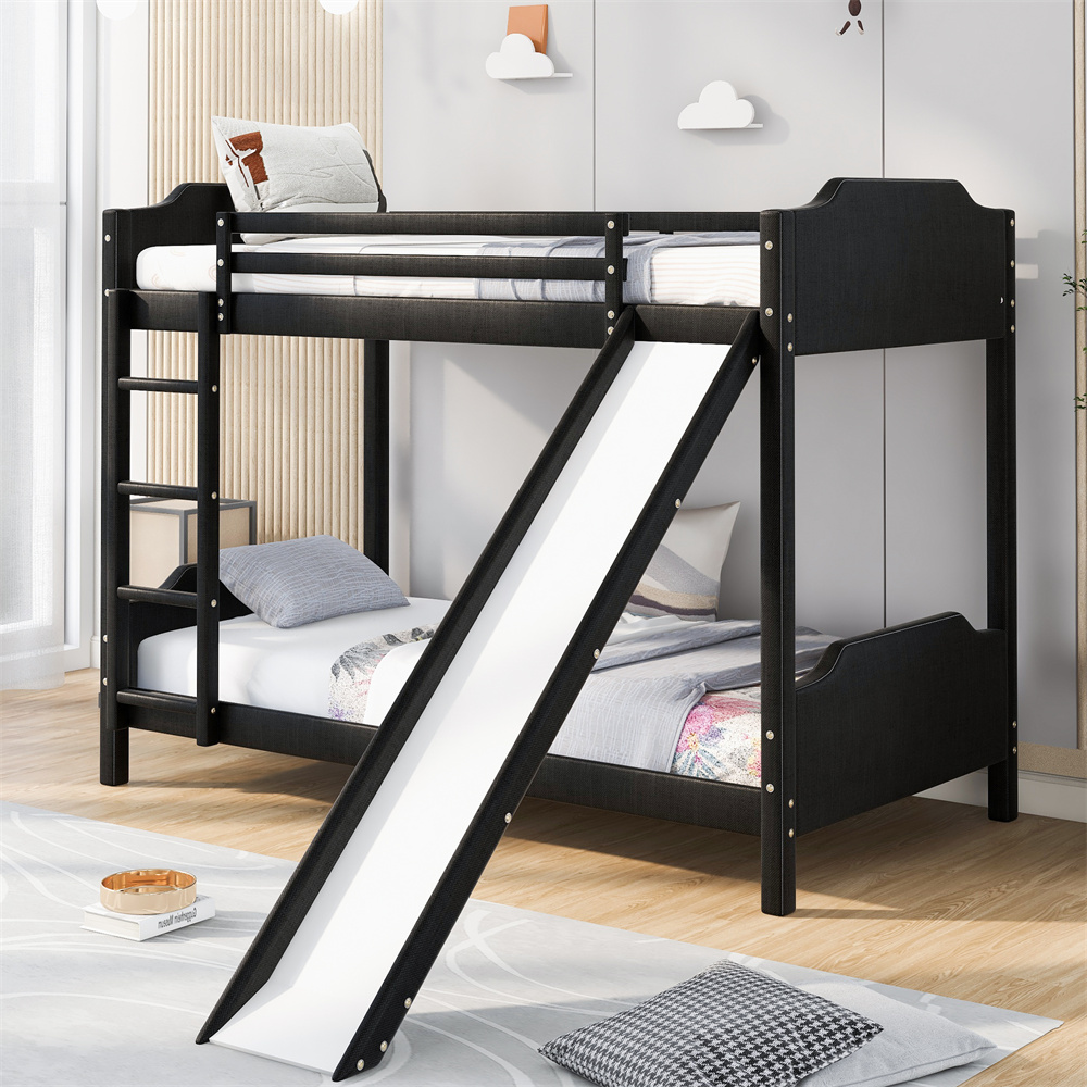 Bunk Bed with Convertible Slide and Ladder, Wood Twin over Twin ...