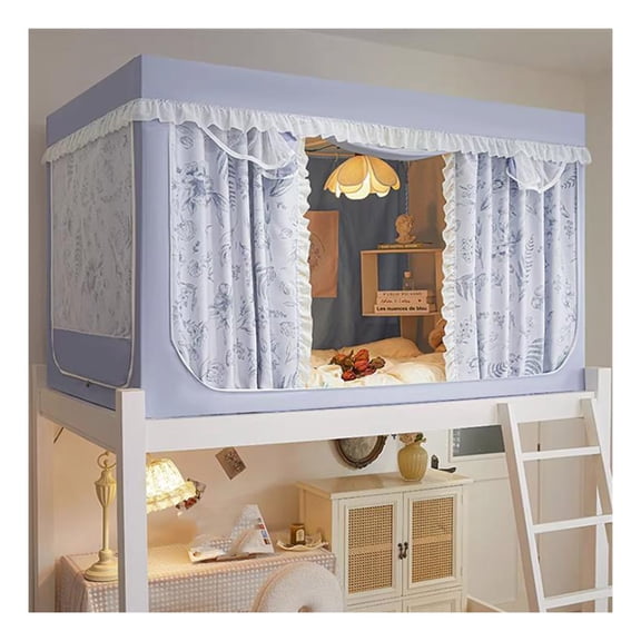 Bunk Bed Curtain Set,3-Door Privacy Screen,Sleep Privacy Bed Spread Blackout Curtains with Inner Storage Bags for Top Bunk Twin Size
