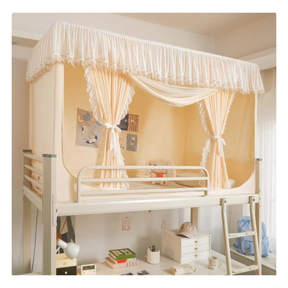 Bunk Bed Curtain Set, with Rectangular Frame & Dual Zipper Door,Portable Sleeping Tents for Top and Lower Bunk Bed Canopy Set
