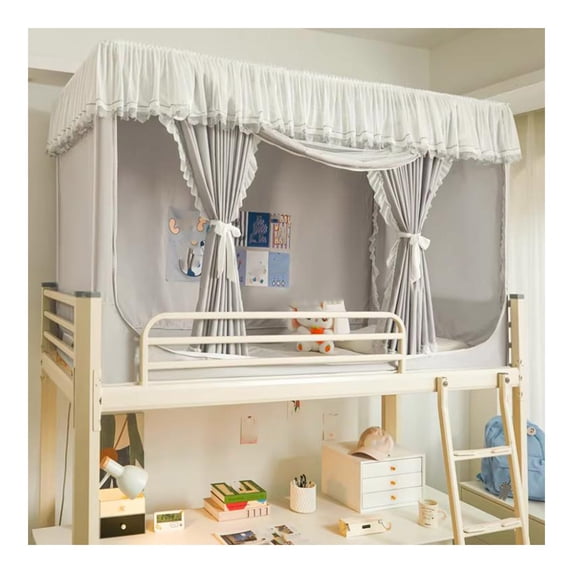 Bunk Bed Curtain Set, with Rectangular Frame & Dual Zipper Door,Portable Sleeping Tents for Top and Lower Bunk Bed Canopy Set