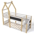 thumbnail image 1 of Bunk Bed Frame Twin House Bunk Bed,Twin Over Size Bed, Convertible Pine Wood Bunk Bed with Storage Staircase and Blackboard, 1 of 7