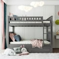 thumbnail image 1 of Bunk Bed Full Over Full Size Bunk with Twin Pull-Out Trundle,Sturdy Wood Full Over Bunk Bed Frame for 2, with Slats and Guardrails, No Box-Spring Needed, 1 of 9