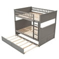 thumbnail image 1 of Bunk Bed Full Over Full Size Bunk with Twin Pull-Out Trundle,Sturdy Wood Full Over Bunk Bed Frame for 2, with Slats and Guardrails, No Box-Spring Needed, 1 of 9