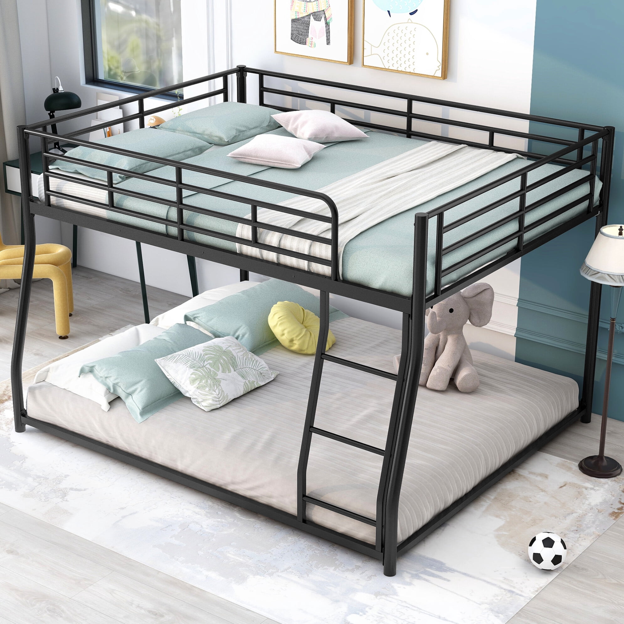 Bunk Bed Full XL Over Queen Size, Full XL Over Queen Bunk Bed with 12