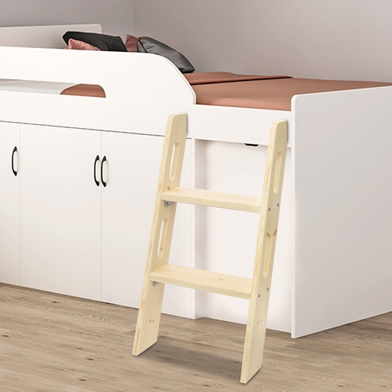 Bunk Bed Ladder, 2 Step Extra Thicken Wood Bed Ladder, Indoor Loft Bed ...