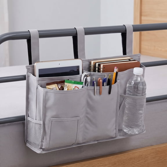 Bunk Bed Organizer – Bedside Storage Caddy with 8 Pockets for College Dorm, Hospital, Baby Bed & Camp (Grey)