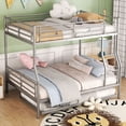 thumbnail image 1 of Bunk Bed, Save Space or Split Into 2 Beds, Metal Bunk Bed with Ladder and Safety Guardrail, Space-Saving Bunk Beds with Trundle for Teens & Adults, No Box Spring Needed, 1 of 9