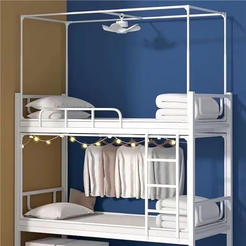 Bunk Bed Tent Canopy, Retractable Bed Canopy Frame Post Carbon Steel Top Bunks Bed Canopy, Mosquito Net Bed Frame Curtain Brackets, Twin Top Bed Support for Student Dorm$$Bedding