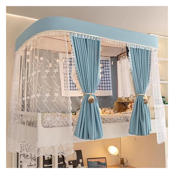 Bunk Bed Tents with  U-Shaped Sliding Rails and Sturdy Frame,Sleep Privacy Bed Spread Blackout Curtains,Height Adjustable for Junior Loft Bed College Students Dorm
