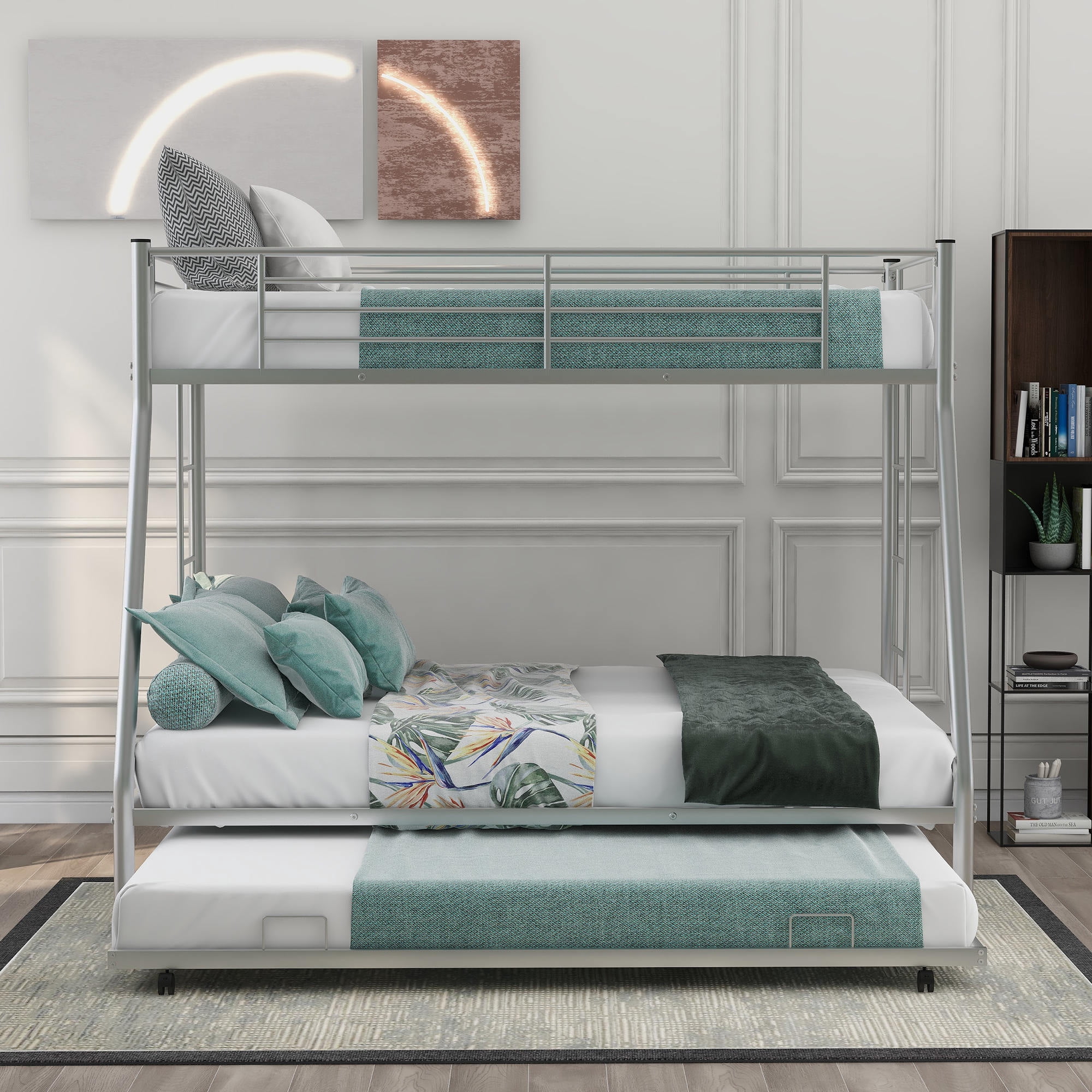 Bunk Bed, Twin Over Full Metal Bunk Bed, Bunk Bed with Twin Size