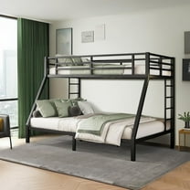 Firscook Twin Over Queen Metal Bed Frame With Two Side Ladder,Heavy Duty Bunk Beds For Adults And Teens,For Small Rooms