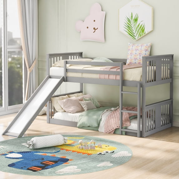 Triple Tree Adult Twin-over-Twin Bunk Beds Gray, 104 lb