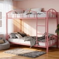 thumbnail image 1 of Bunk Bed Twin Over Twin with Ladder and Arched Guardrail, Heavy Duty Bunkbeds Frame with Sturdy Steel Slats Support, Space-Saving, No Box Spring Needed, 1 of 8