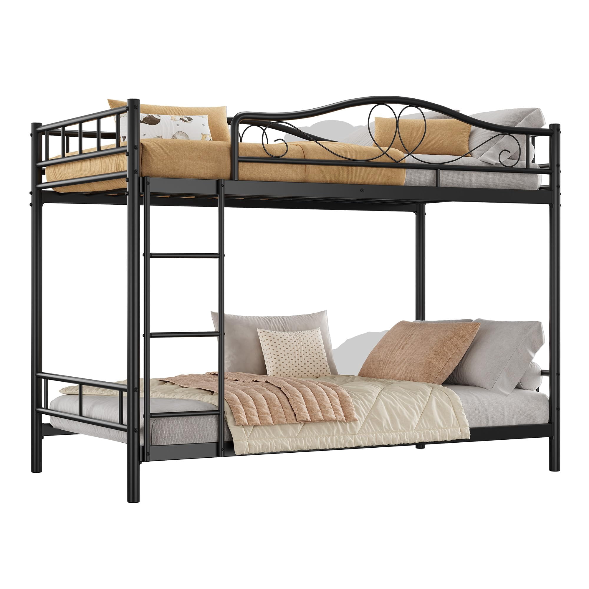 Bunk Bed Twin over Twin with Ladder & Full Safety Guardrail, Heavy Duty ...