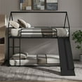 thumbnail image 1 of Bunk Bed Twin Over Twin, Steel Twin over Twin House Bed with Ladder and Slider, Heavy Duty Bed for Adults, Space-Saving, No Box Spring Needed, Black, 1 of 11